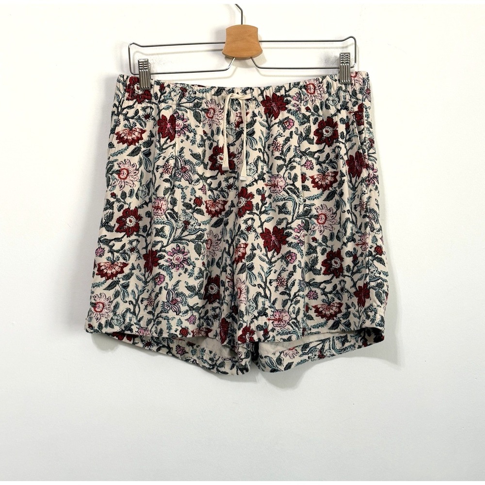 J Jill Shorts S Pull On Rayon Twill Oatmeal Woodblock Vines Summer Classic